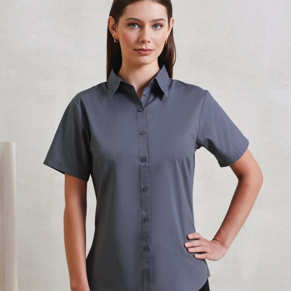Women's Short Sleeve Poplin Blouse Thumbnail